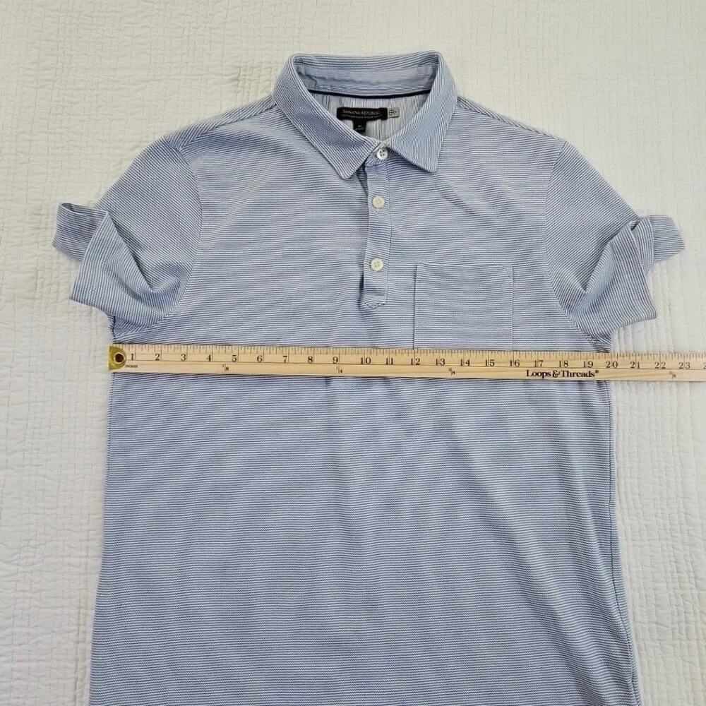 Banana Republic Shirt Men's Medium Performance Pique Polo Blue Pocket 785166 EUC